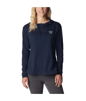 Women's Columbia Navy Dallas Cowboys Sun Trek Omni-Shade Omni-Wick Tri-Blend Pullover Hoodie