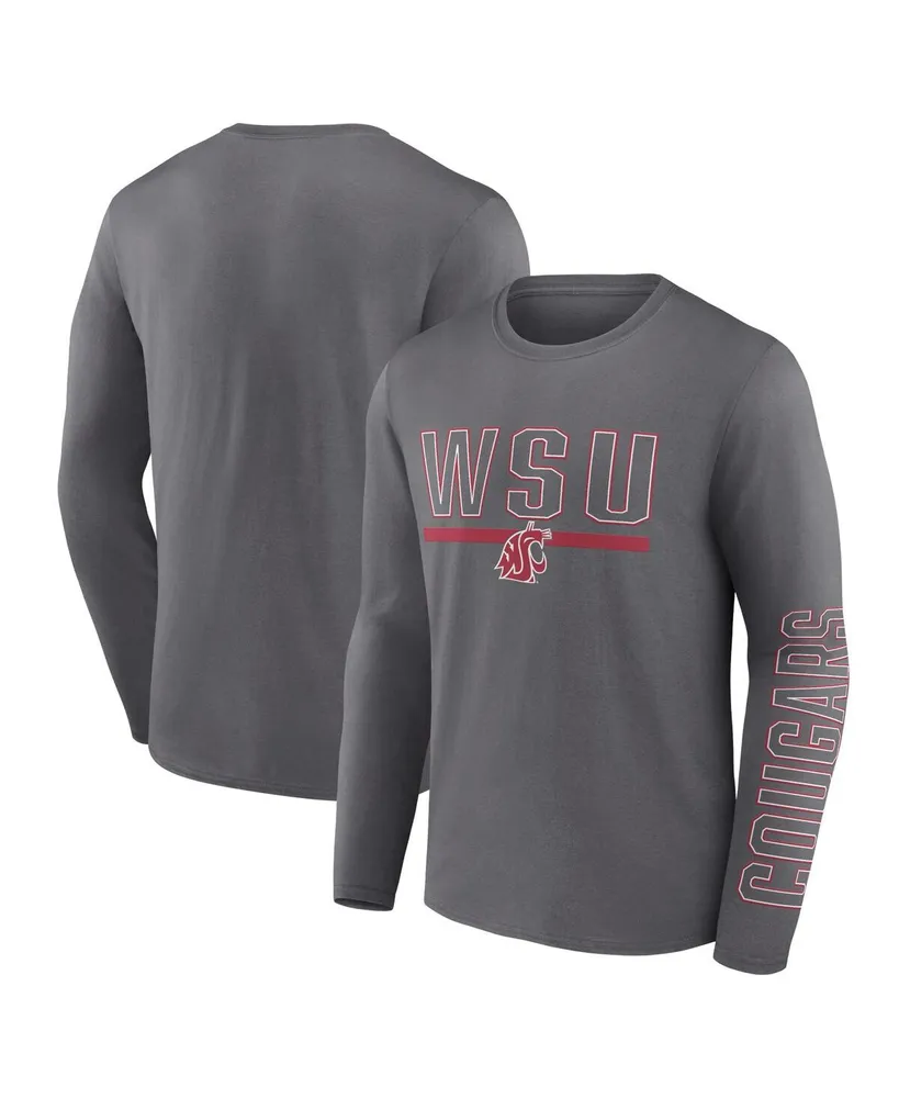 Men's Fanatics Heather Charcoal Washington State Cougars Modern Two-Hit Long Sleeve T-shirt