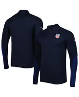 Men's Nike Navy Usmnt Strike Drill Performance Raglan Quarter-Zip Long Sleeve Top