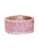 Genevive Sterling Silver 18K Rose Plated Pink Cubic Zirconia 8-Row Tennis Bracelet