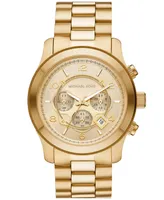 Michael Kors Unisex Runway Chronograph Gold-Tone Stainless Steel Bracelet Watch, 45mm