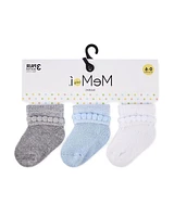 MeMoi Baby Girls 3 Pairs Bootie Cotton Blend Socks