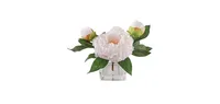 Lifelike Peony Silk Arrangement in Vase: Elegant Decor