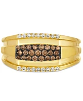 Le Vian Men's Chocolate Diamond (3/8 ct. t.w.) & Nude Diamond (1/6 ct. t.w.) Cluster Ring in 14k Gold