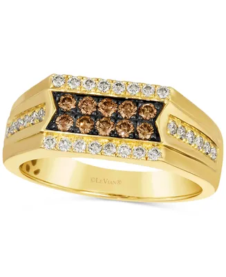Le Vian Men's Chocolate Diamond (1/3 ct. t.w.) & Nude Diamond (3/8 ct. t.w.) Cluster Ring in 14k Gold