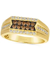 Le Vian Men's Chocolate Diamond (1/3 ct. t.w.) & Nude Diamond (3/8 ct. t.w.) Cluster Ring in 14k Gold