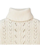 Hope & Henry Girls' Organic Cotton Pointelle Turtleneck Sweater, Kids