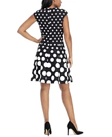 London Times Petite Polka-Dot Fit & Flare Dress