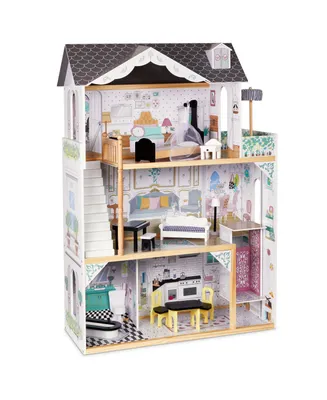 Lil Jumbl Kids Wooden Dollhouse w/Accesories, Large Doll House Toy