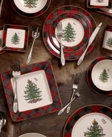 Spode Christmas Tree Tartan Salad Plate, Set of 4, Service for 4