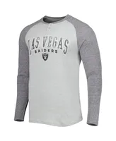 Men's Concepts Sport Heather Gray Las Vegas Raiders Ledger Raglan Long Sleeve Henley T-shirt