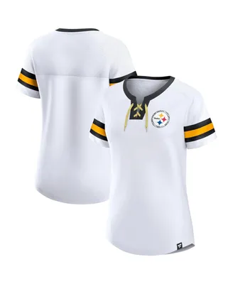 Women's Fanatics White Pittsburgh Steelers Sunday Best Lace-Up T-shirt