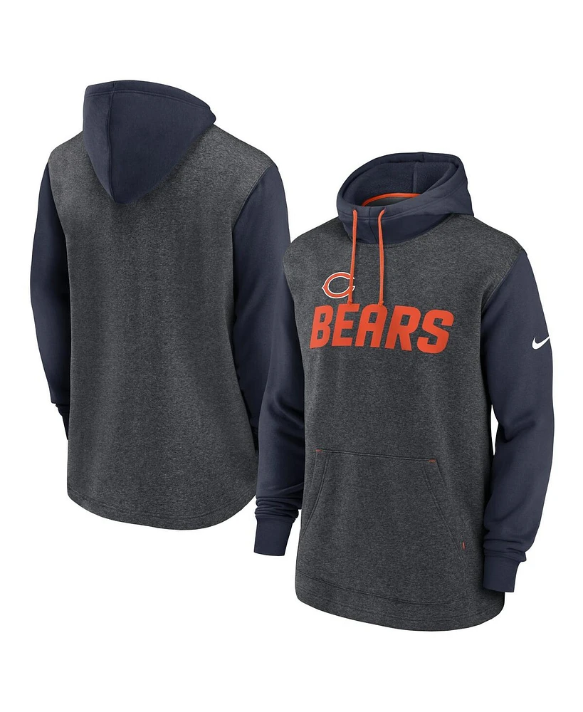 Men's Nike Heathered Charcoal, Navy Chicago Bears Surrey Legacy Pullover Hoodie