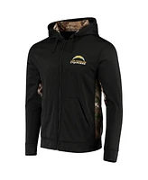 Men's Dunbrooke Black, Realtree Camo Los Angeles Chargers Decoy Tech Fleece Full-Zip Hoodie