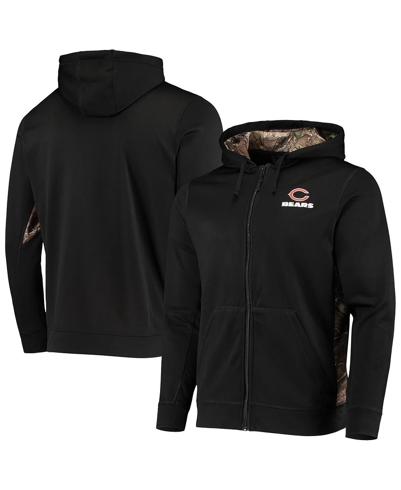 Men's Dunbrooke Black, Realtree Camo Chicago Bears Decoy Tech Fleece Full-Zip Hoodie