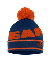 Women's Wear by Erin Andrews Navy Chicago Bears Double Jacquard Cuffed Knit Hat with Pom and Gloves Set