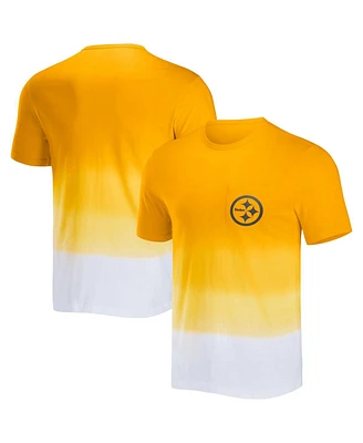 Men's Nfl x Darius Rucker Collection by Fanatics Gold, White Pittsburgh Steelers Dip Dye Pocket T-shirt