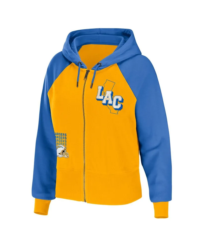 Women's Wear by Erin Andrews Gold Los Angeles Chargers Colorblock Full-Zip Hoodie