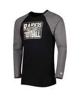 Men's New Era Black Las Vegas Raiders Throwback Raglan Long Sleeve T-shirt