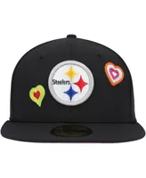 Men's New Era Black Pittsburgh Steelers Chain Stitch Heart 59FIFTY Fitted Hat