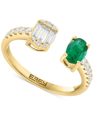 Effy Emerald (3/8 ct. t.w.) & Diamond (1/3 ct. t.w.) Cuff Ring in 14k Gold