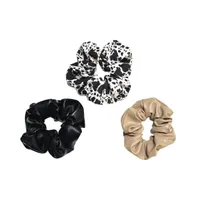 Headbands of Hope Women's Scrunchie Set of 3 - Black Cowhide