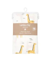 Lambs & Ivy Signature Giraffe Organic Cotton Fitted Crib Sheet - White/Yellow