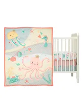 Bedtime Originals Ocean Mist 3-Piece Pink/Gray/Yellow Baby Crib Bedding Set