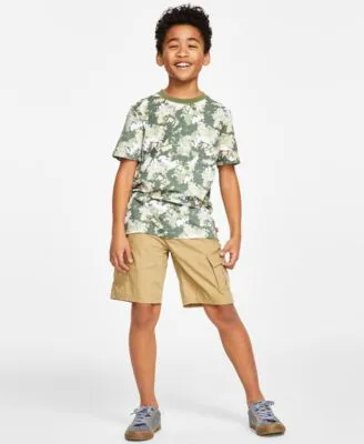 Levis Big Boys Arch Logo T Shirt Adjustable Waistband Cargo Pocket Shorts Separates