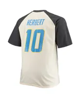 Men's Justin Herbert Oatmeal Los Angeles Chargers Big and Tall Player Name Number Raglan T-shirt