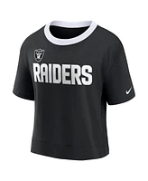 Women's Nike Black Las Vegas Raiders High Hip Fashion Cropped Top