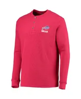 Men's Dunbrooke Red Buffalo Bills Logo Maverick Thermal Henley Long Sleeve T-shirt