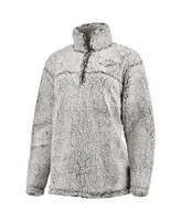 Women's G-iii 4Her by Carl Banks Gray Miami Dolphins Sherpa Quarter-Zip Pullover Jacket