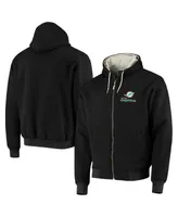 Men's Dunbrooke Black Miami Dolphins Craftsman Thermal-Lined Full-Zip Hoodie