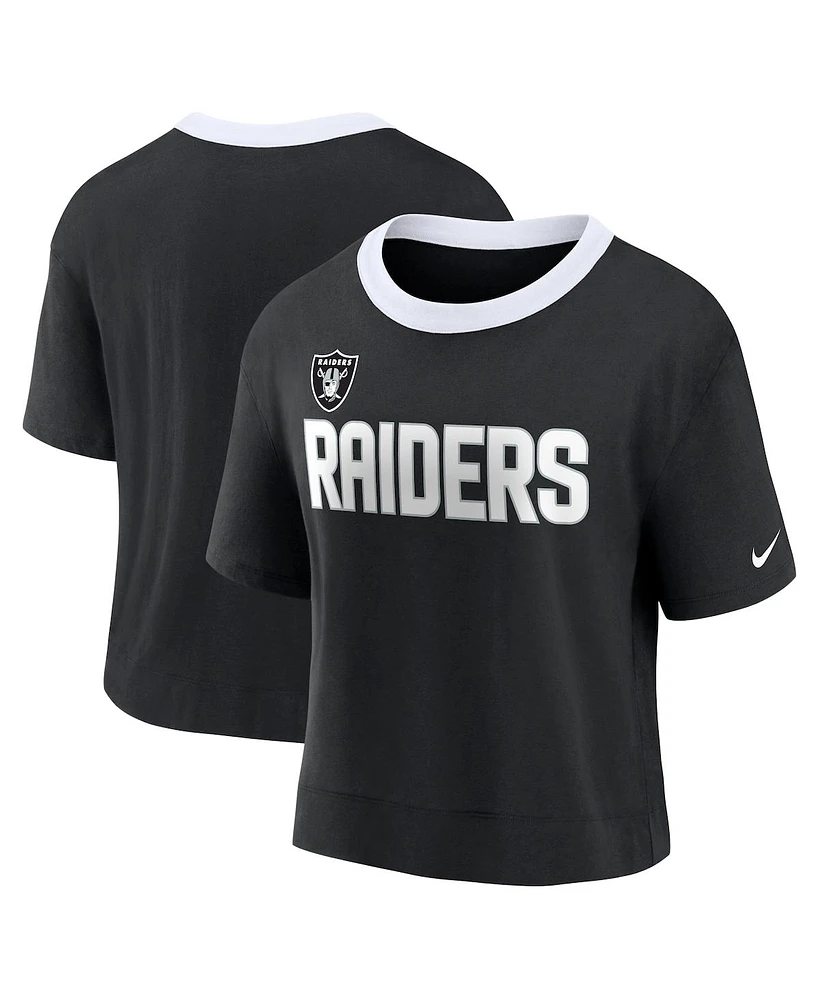 Women's Nike Black Las Vegas Raiders High Hip Fashion Cropped Top