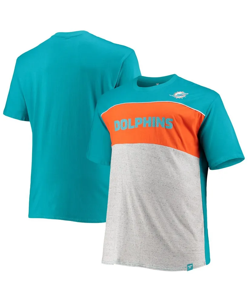 Miami Dolphins Fanatics Branded Colorblock T-Shirt - Aqua/Heathered Gray