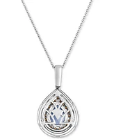 Le Vian Sea Blue Aquamarine (1 ct. t.w.) & Diamond (5/8 ct. t.w.) Teardrop Halo Pendant Necklace in 14k White Gold, 18" + 2" extender