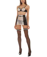 MeMoi Women's Bianca Lusty Lace 3 Piece Garter Set