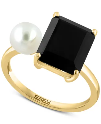 Effy Onyx & Freshwater Pearl (6mm) Duo Ring in 14k Gold