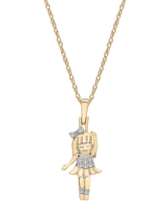 Wrapped Diamond Ballerina Girl Pendant Necklace (1/20 ct. tw) in 10k Gold, 18" + 2" extender, Created for Macy's