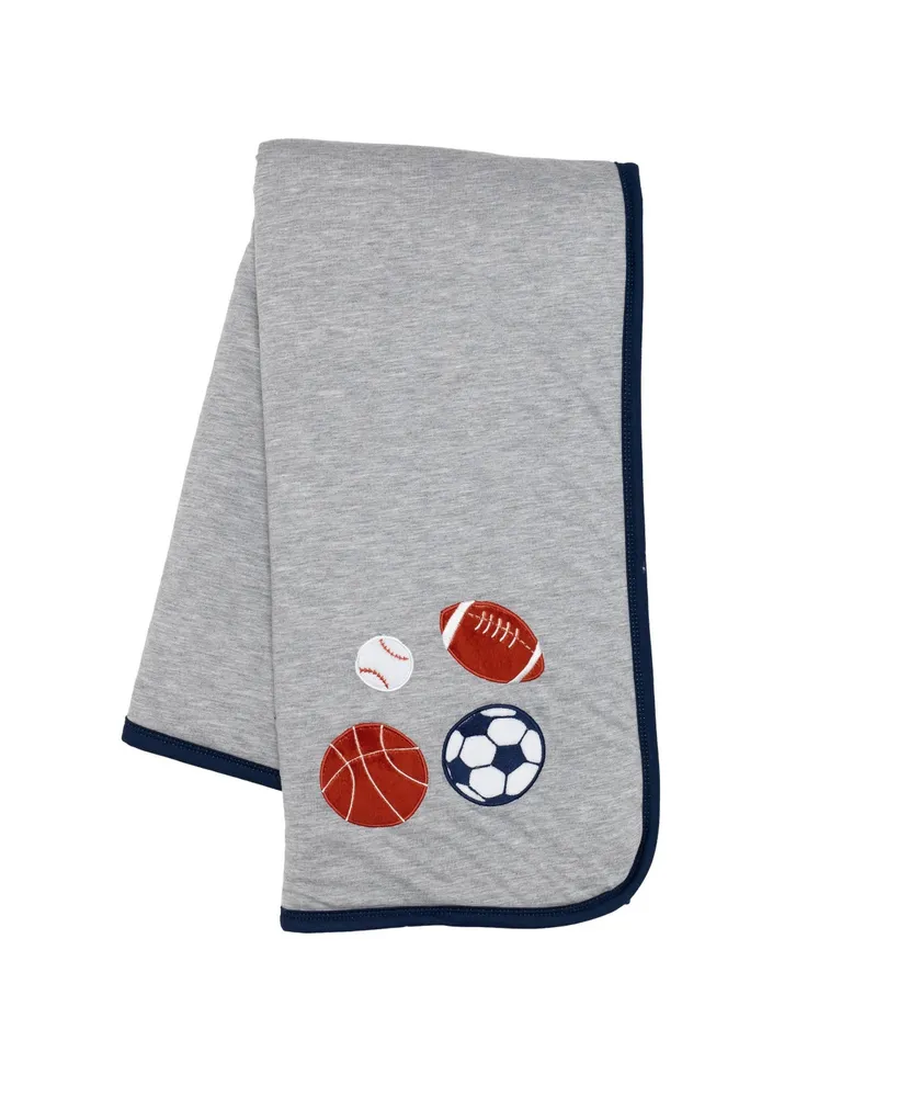 Lambs & Ivy Hall of Fame Sports Jersey/Faux Shearling Cozy Baby Blanket