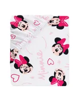 Lambs & Ivy Disney Baby Minnie Mouse Love White/Pink Heart Fitted Crib Sheet