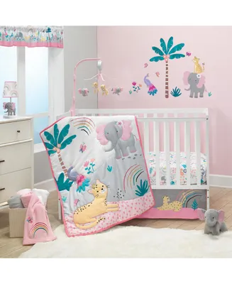 Bedtime Originals Rainbow Jungle Elephant/Leopard 3-Piece Baby Crib Bedding Set