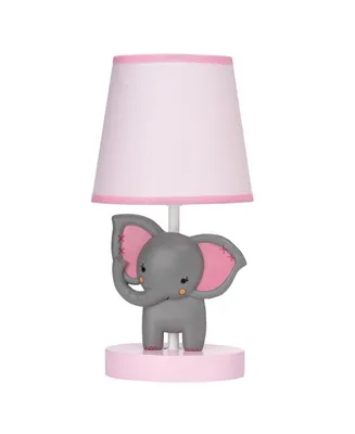 Bedtime Originals Twinkle Toes Pink/Gray Elephant with Monkey Nursery Lamp with Shade & Bulb