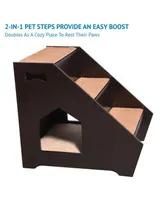 Arf Pets Wooden Pet Stairs, 3 Nonslip Pet Steps with Built-in House