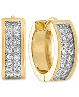 Esquire Men's Jewelry Cubic Zirconia Small Huggie Hoop Earrings, 1/2", Created for Macy's