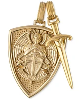 Esquire Men's Jewelry 2-Pc. Set Saint Michael Shield & Sword Amulet Pendants in 14k Gold-Plated Sterling Silver, Created for Macy's