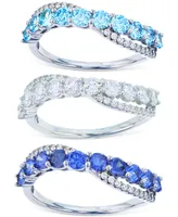 3-Pc. Set Multicolored Cubic Zirconia Diagonal Rings Sterling Silver