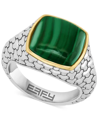 Effy Men's Malachite Patterned Ring in Sterling Silver and 14k Gold-Plate