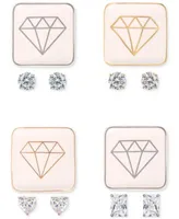 Giani Bernini Cubic Zirconia Solitaire Stud Earrings With Ceramic Trinket Dish Collection Created For Macys